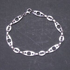 Vintage Silver Bracelet with Star and Circle Design